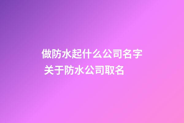 做防水起什么公司名字 关于防水公司取名-第1张-公司起名-玄机派